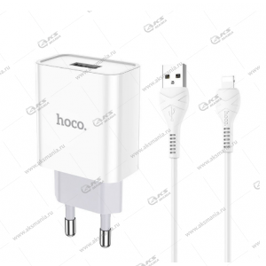 СЗУ Hoco C81A Asombroso 1USB 2.4A + кабель lightning белый