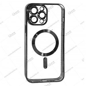 Силикон iPhone 13 Pro Max прозрачный Magesafe с серебряным кантом
