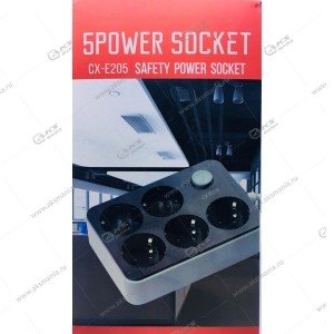 Сетевой фильтр CX-E205 1.8м, 5 розеток Socket Combo серый