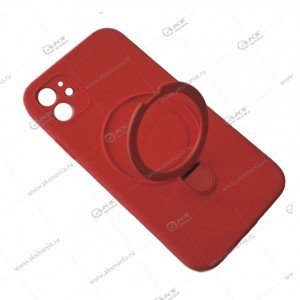 Cиликоновый чехол (Silicone Case) 360 MagSafe-подставка для iPhone 11 красный