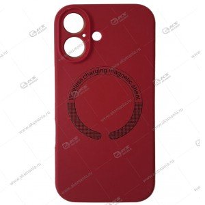 Cиликоновый чехол (Silicone Case) 360 MagSafe для iPhone 16 с защитой камеры бордовый