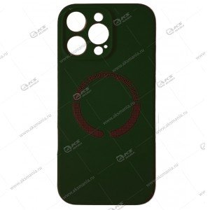 Cиликоновый чехол (Silicone Case) 360 MagSafe для iPhone 16 Pro Max с защитой камеры темно-зеленый