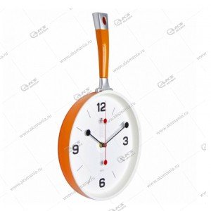 Часы настенные 2543-001Or сковорода 25x43см, корпус оранжевый с белым "Рубин"
