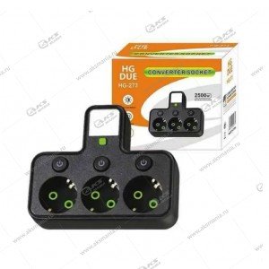 Сетевой фильтр HG-273 2500w 3 розетки + ночник черный