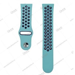 Ремешок перфорированный для Galaxy Watch/Amazfit Bip 22мм мятный с синим