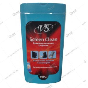 VS чистящие салфетки "Screen Clean" для LCD/TFT экранов и мониторов в тубе 100шт.