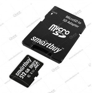 Карта памяти 512GB MicroSDXC Class 10 UHS-1 Smartbuy с адаптером