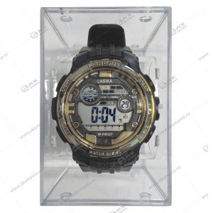 Наручные часы LASKA водонепроницаемые в пластике черно-золотые