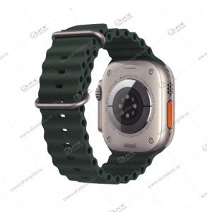Ремешок силиконовый Ultra на застежке для Apple Watch 42/44/45/49mm темно-зеленый