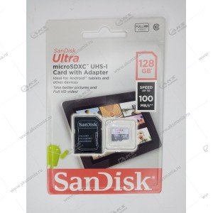 Карта памяти 128GB microSDHC class 10 SanDisk Ultra 100MB/s с адаптером