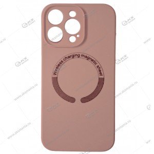 Cиликоновый чехол (Silicone Case) 360 MagSafe для iPhone 15 Pro Max с защитой камеры пудровый