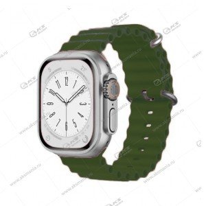 Ремешок силиконовый Ultra на застежке для Apple Watch 42/44/45/49mm серо-зеленый