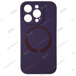 Cиликоновый чехол (Silicone Case) 360 MagSafe для iPhone 15 Pro с защитой камеры чернично-серый