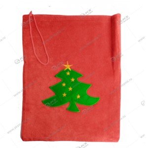 Мешок новогодний красный 37х30 с елкой