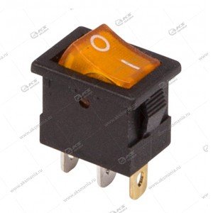 Выключатель клавишный Rexant (ЦЕНА ЗА УП.10шт)12V 15A (3c) ON-OFF желтый с подсветкой Mini