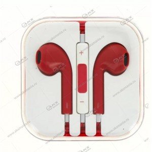 Наушники для iPhone 3,5mm штекер красный
