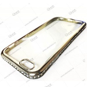 Силикон iPhone 6G/6S стразы по кругу кант серебро