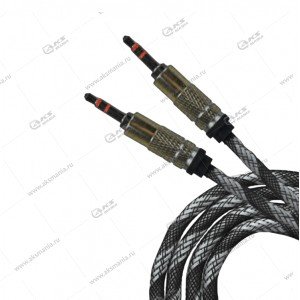 Кабель Aux тканевый круглый JD-333 серо-черный 1м