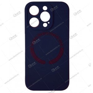 Cиликоновый чехол (Silicone Case) 360 MagSafe для iPhone 15 Pro с защитой камеры темно-синий