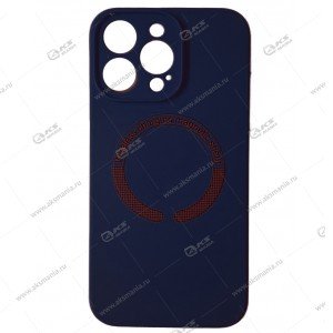 Cиликоновый чехол (Silicone Case) 360 MagSafe для iPhone 15 Pro Max с защитой камеры темно-синий