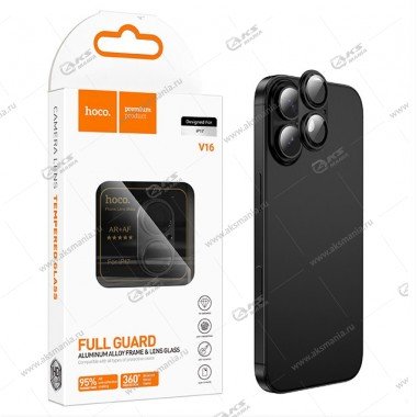 Защитное стекло Hoco V16 Armor metal frame lens glass iP17  для задней камеры черный