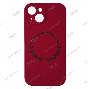Cиликоновый чехол (Silicone Case) 360 MagSafe для iPhone 15 с защитой камеры бордовый