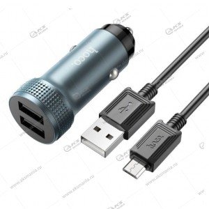 АЗУ Hoco Z49 2USB 2.4A + кабель Micro серый металл