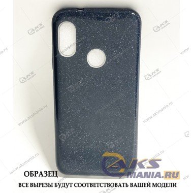Силикон блестки Honor 9A 3в1 черный