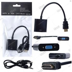 Переходник H177 HDMI-VGA+AUX black