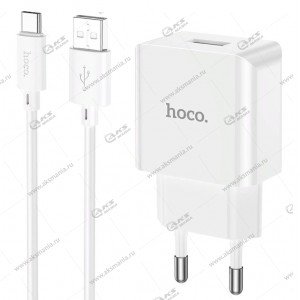 СЗУ Hoco C106A 1USB 2.1A + кабель Type-C белый