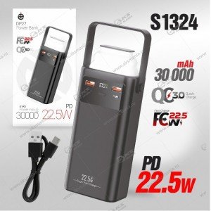 Power Bank Deespi DP27 PD 22.5W LED 30000mAh черный