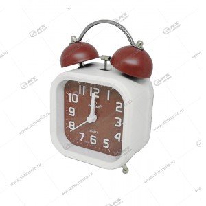 Часы-будильник настольные 7031 белый с коричневым