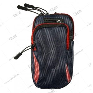 Спортивная чехол-сумка для бега для телефона на руку №3 синий с красным