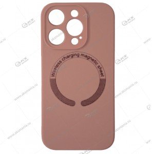 Cиликоновый чехол (Silicone Case) 360 MagSafe для iPhone 15 Pro с защитой камеры пудровый