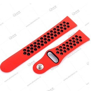 Ремешок перфорированный для Galaxy Watch/Amazfit Bip 22мм красный с серым