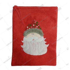 Мешок новогодний красный 37х30 с дедом Морозом с бородой