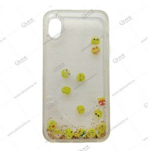Силикон Аквариум iPhone X/ XS прозрачный смайлики