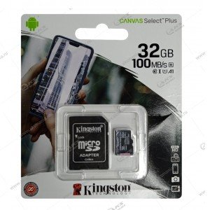 Карта памяти 32GB microSDXC Kingston Class 10 Canvas Select Plus A1 (100 Mb/s) с адаптером