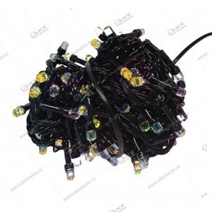 Гирлянда черный провод граненый диод 100Led желтый.