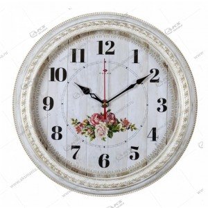 Часы настенные 2950-108 круг d=28,5см, корпус белый с золотом "Садовые розы" "Рубин"