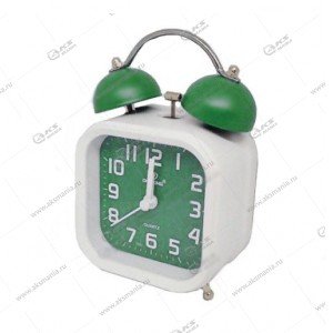 Часы-будильник настольные 7031 белый с зеленым