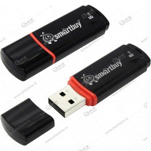 Флешка USB 2.0  8GB SmartBuy Crown Black (чёрный)