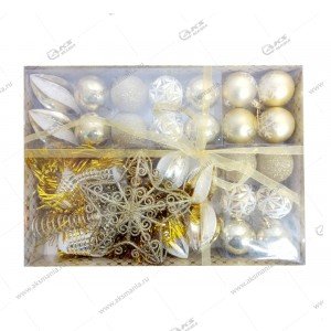 Новогоднее украшение на елку набор ассорти золото (набор из 26 предметов) 5476