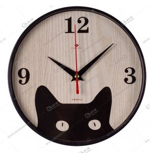 Часы настенные 2019-003 круг d=19,5см, корпус черный "Котенок" "Рубин"