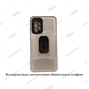 Чехол противоударный с подставкой кольцо Huawei Honor P Smart (2021) серебро