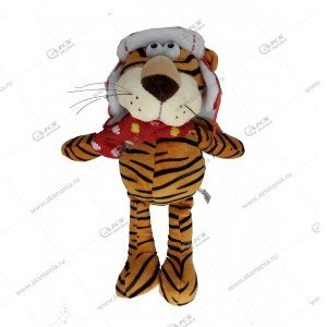 Мягкая игрушка "Тигр с шарфом и шапкой" 35см