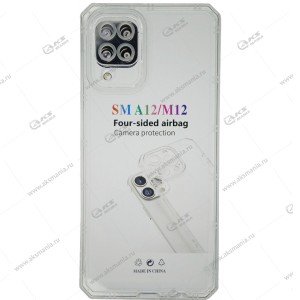 Силикон для Samsung A12 плотный прозрачный с усиленными краями