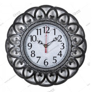 Часы настенные 3016-005 круг d=30см, корпус черный с серебром "Классика" "Рубин"