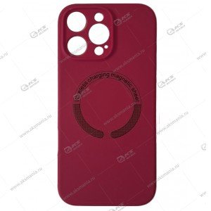 Cиликоновый чехол (Silicone Case) 360 MagSafe для iPhone 16 Pro Max с защитой камеры бордовый