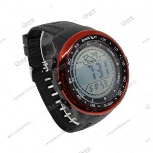 Наручные часы SHUNWEY S-901 черные с красным ободом
